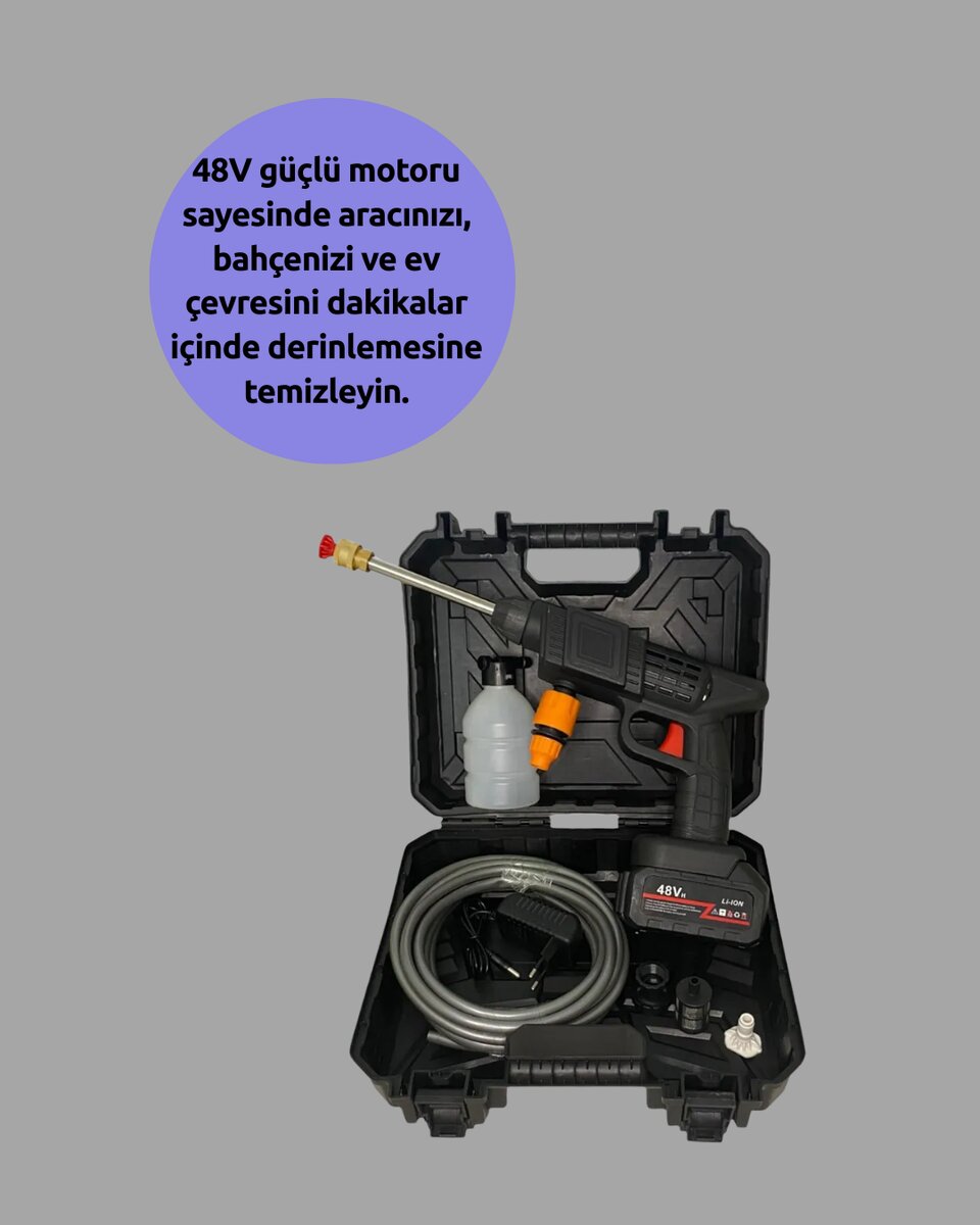 Çok Fonksiyonlu Şarjlı Basınçlı Yıkama Tabancası Ev Araç Bahçe 2 Çok Fonksiyonlu Şarjlı Basınçlı Yıkama Tabancası Ev Araç Bahçe - Görsel 2