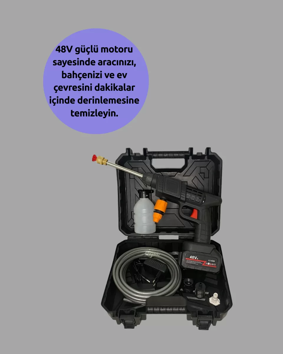 Kablosuz Taşınabilir Basınçlı Yıkama Tabancası Köpük Şişeli 2 Kablosuz Taşınabilir Basınçlı Yıkama Tabancası Köpük Şişeli - Görsel 2