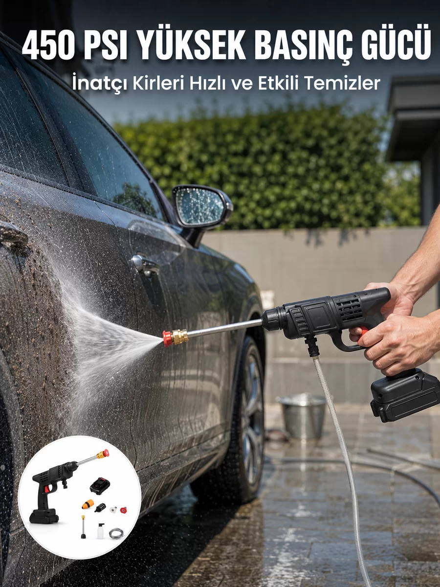 Kablosuz Taşınabilir Basınçlı Yıkama Tabancası Köpük Şişeli 1 Kablosuz Taşınabilir Basınçlı Yıkama Tabancası Köpük Şişeli