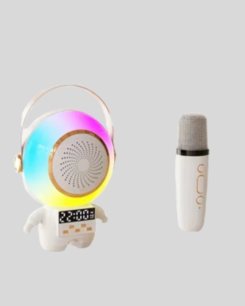 RGB Işıklı Astronot Bluetooth Hoparlör Karaoke Mikrofonlu 2 RGB Işıklı Astronot Bluetooth Hoparlör Karaoke Mikrofonlu - Görsel 2