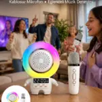 Karaoke Özellikli Astronot Bluetooth Hoparlör Kablosuz Mikrofonlu