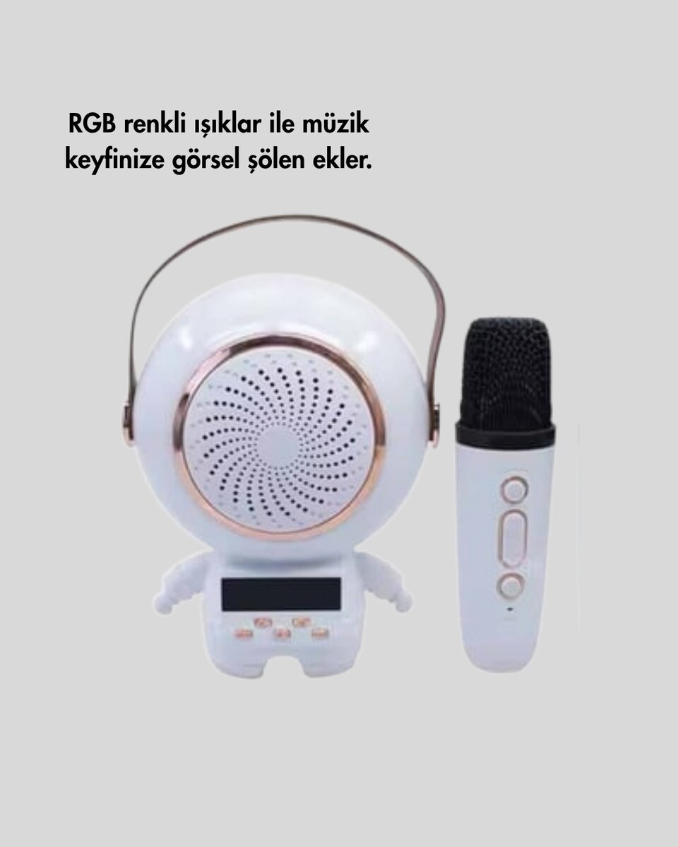 Astronot Tasarımlı Bluetooth Speaker ve Kablosuz Mikrofon Karaoke Seti 4 Astronot Tasarımlı Bluetooth Speaker ve Kablosuz Mikrofon Karaoke Seti - Görsel 4