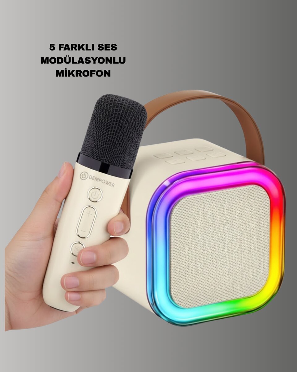 Bluetooth Karaoke Mikrofon ve Hoparlör Seti Taşınabilir 4 Bluetooth Karaoke Mikrofon ve Hoparlör Seti Taşınabilir - Görsel 4
