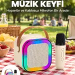 Kablosuz Karaoke Mikrofon Hoparlör Seti Güçlü Ses Çıkışı Yeni Nesil