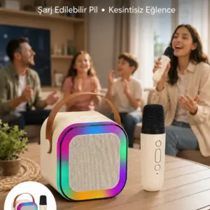 Taşınabilir Karaoke Mikrofon Seti Bluetooth Hoparlörlü Yeni Nesil