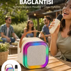 Karaoke Mikrofon Hoparlör Seti 6 Saat Kullanım Süresi Yeni Nesil