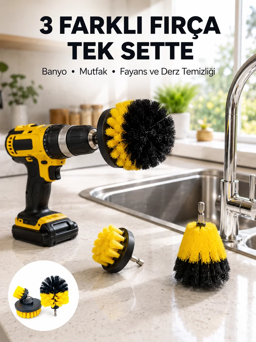 Banyo Mutfak Jant ve Fayans Temizliği İçin Uygun Matkap Başlığı 1 Banyo Mutfak Jant ve Fayans Temizliği İçin Uygun Matkap Başlığı