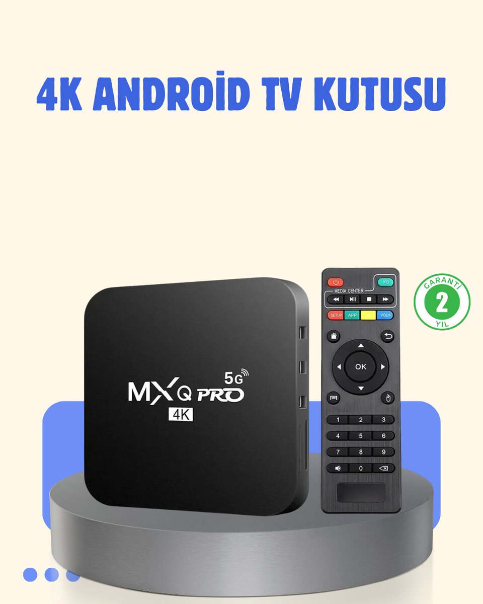 4K Android TV Box – 2GB RAM 16GB ROM, Hızlı Wi-Fi Bağlantılı Akıllı Medya Kutusu 1 4K Android TV Box – 2GB RAM 16GB ROM, Hızlı Wi-Fi Bağlantılı Akıllı Medya Kutusu