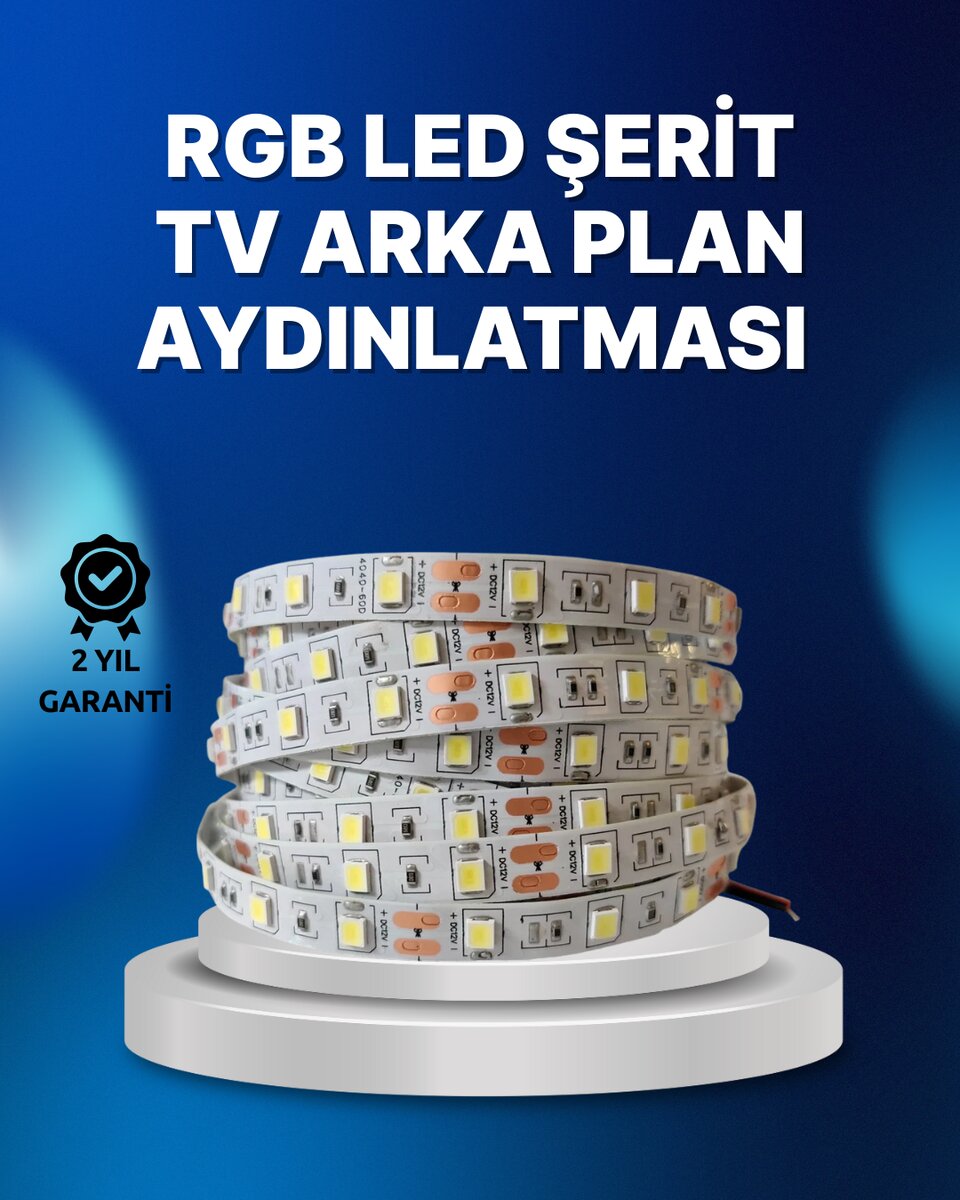 RF Kumandalı Renk Değiştiren TV LED Şerit 2MT 1 RF Kumandalı Renk Değiştiren TV LED Şerit 2MT