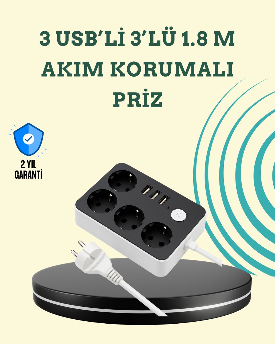 7 Cihazı Aynı Anda Destekleyen 3 USB Portlu 4’lü Priz 1 7 Cihazı Aynı Anda Destekleyen 3 USB Portlu 4’lü Priz