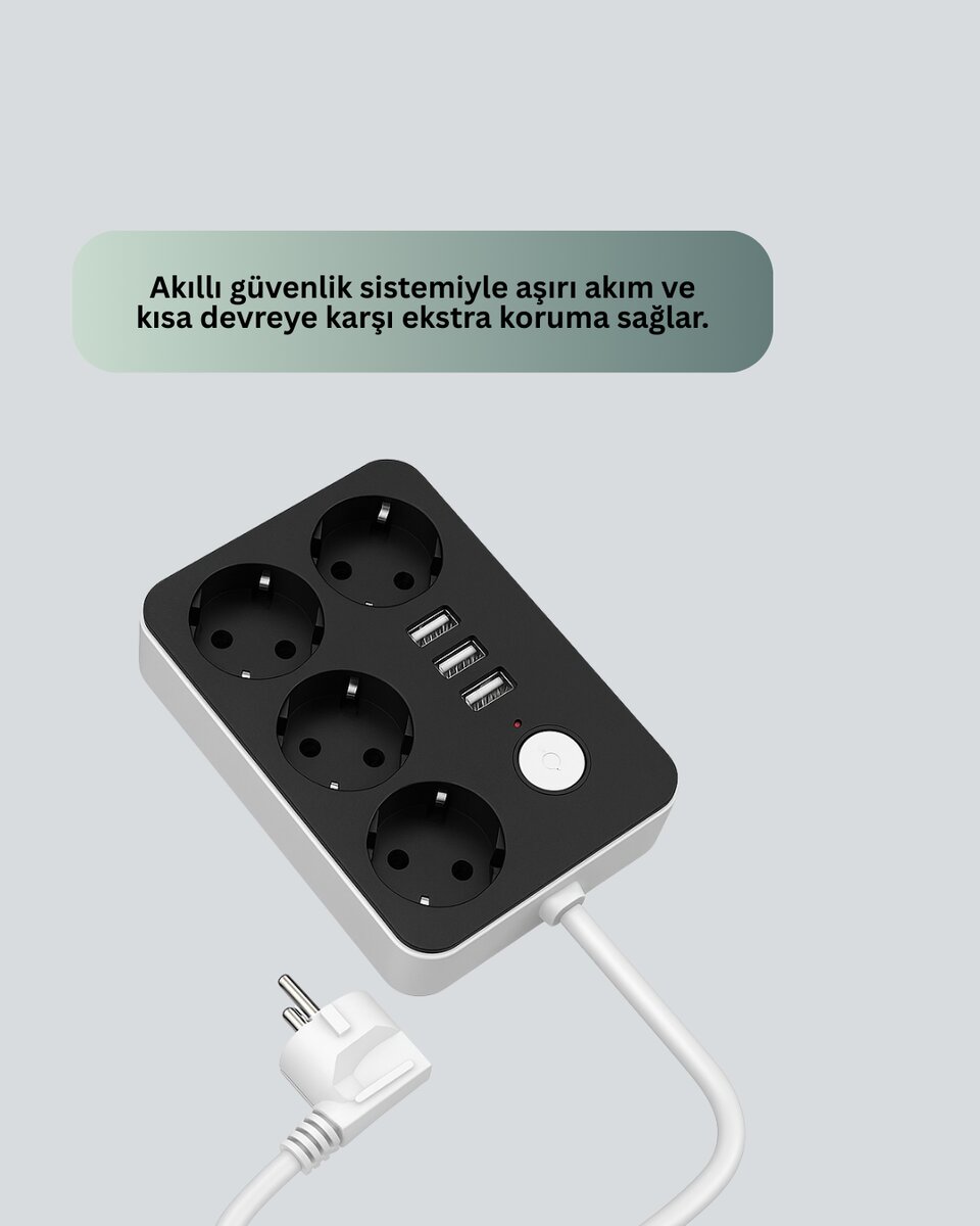 7 Cihazı Aynı Anda Destekleyen 3 USB Portlu 4’lü Priz 4 7 Cihazı Aynı Anda Destekleyen 3 USB Portlu 4’lü Priz - Görsel 4