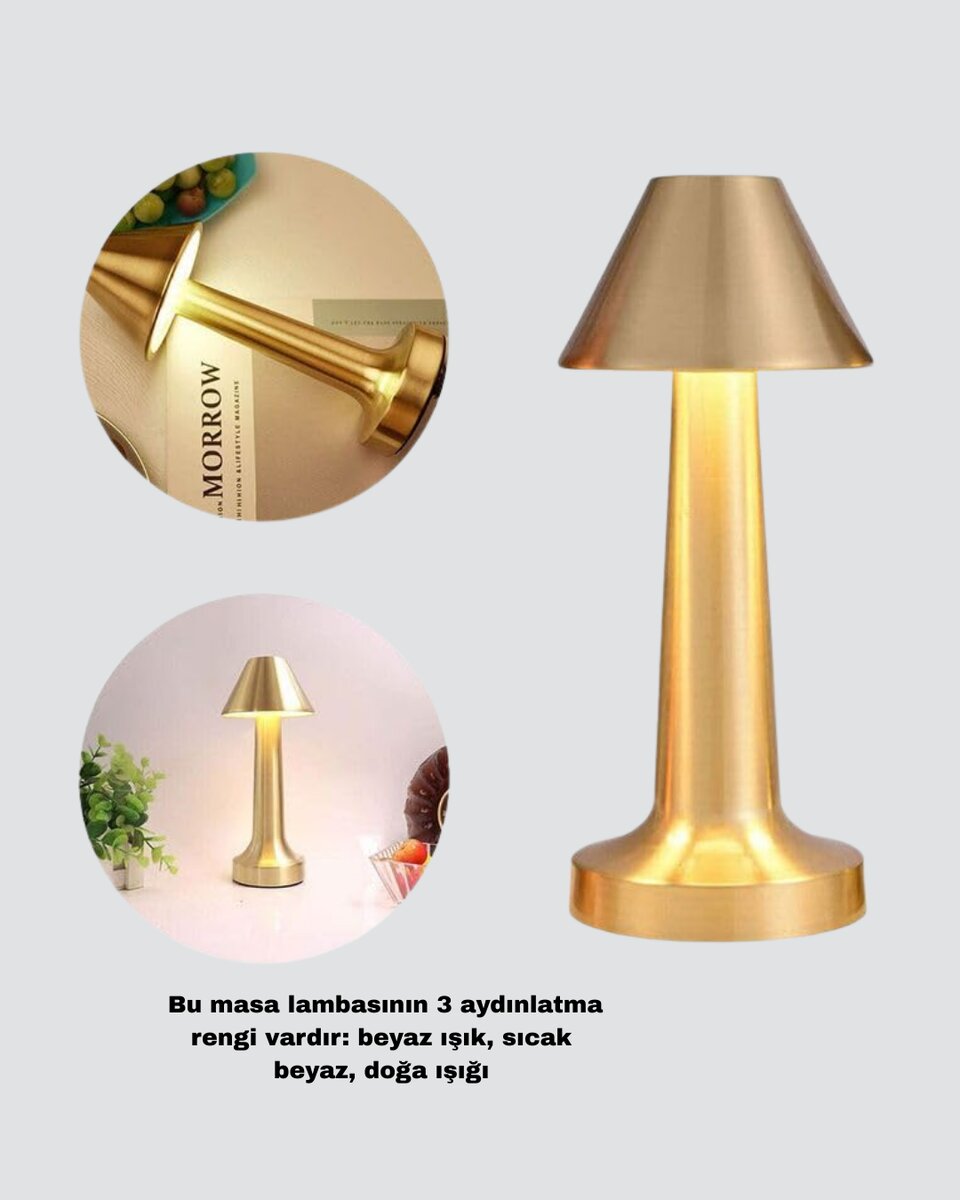 Modern Metal Masa Lambası 3 Işık Renkli Kademesiz Parlaklık Ayarlı 2 Modern Metal Masa Lambası 3 Işık Renkli Kademesiz Parlaklık Ayarlı - Görsel 2