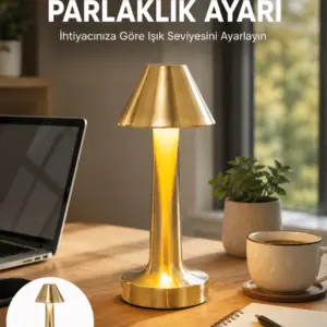 Haydiburaya 112 LED Masa Lambası 3 Renk Ayarlı Şarjlı Kablosuz Modern Tasarım Yeni Nesil