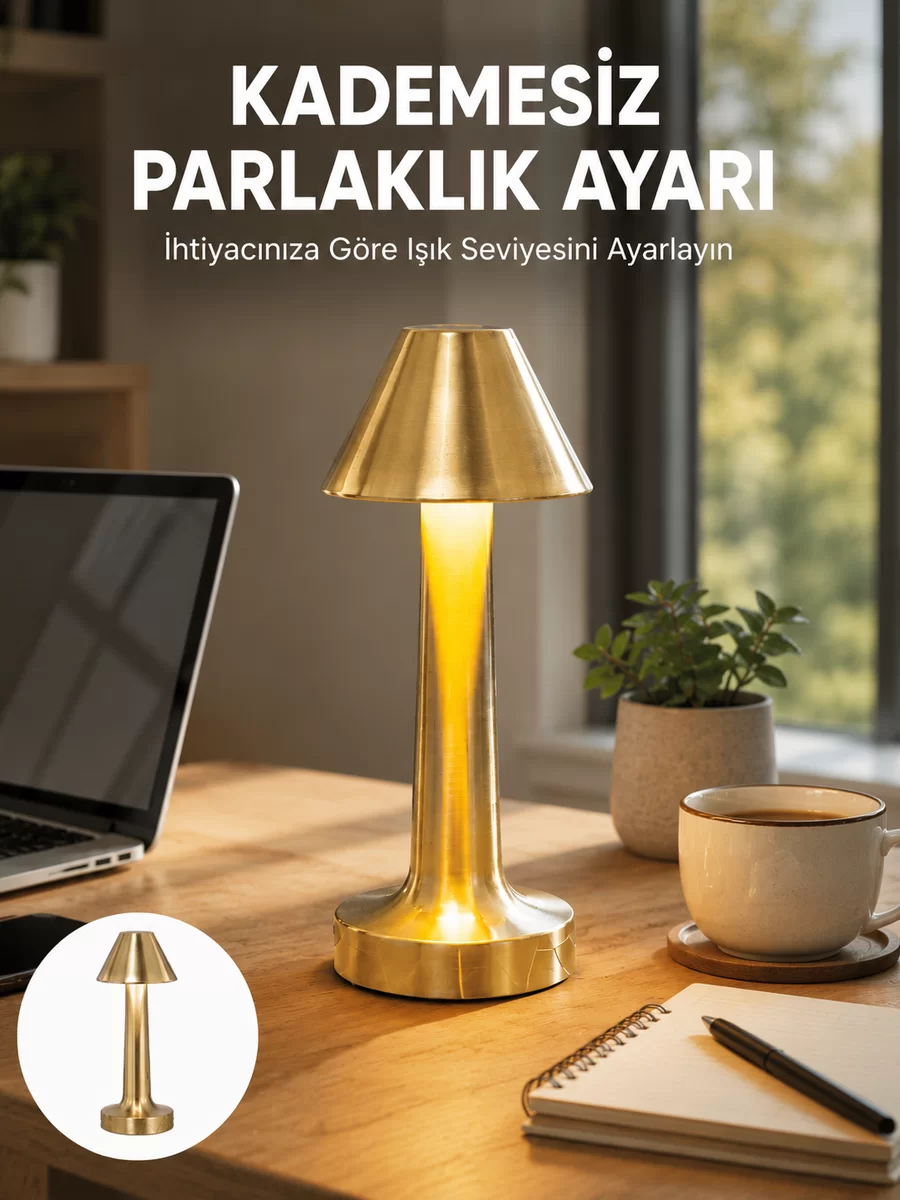 LED Masa Lambası 3 Renk Ayarlı Şarjlı Kablosuz Modern Tasarım Yeni Nesil 1 LED Masa Lambası 3 Renk Ayarlı Şarjlı Kablosuz Modern Tasarım Yeni Nesil