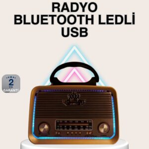 Ahşap Nostaljik Radyo Bluetooth USB SD Kart Destekli