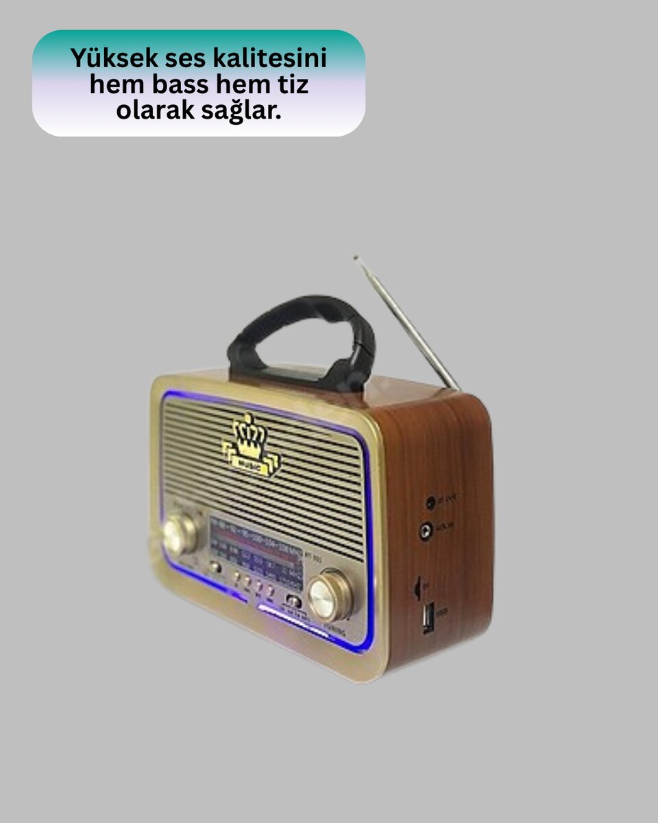 Ahşap Nostaljik Radyo Bluetooth USB SD Kart Destekli 2 Ahşap Nostaljik Radyo Bluetooth USB SD Kart Destekli - Görsel 2