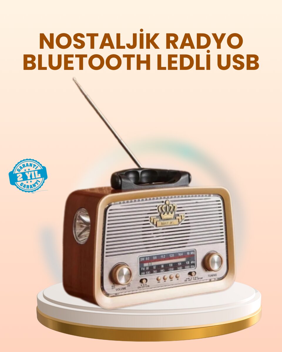 Eskitme Tasarımlı Ahşap Bluetooth Radyo LED Aydınlatmalı 1 Eskitme Tasarımlı Ahşap Bluetooth Radyo LED Aydınlatmalı
