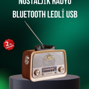 Taşınabilir Nostalji Radyo Bluetooth USB AUX Girişli