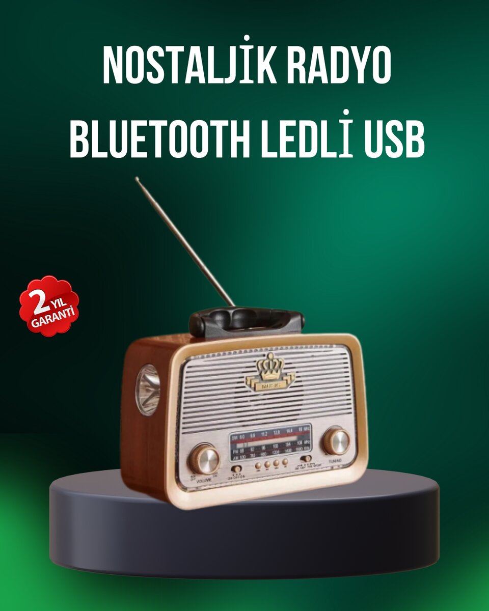 Taşınabilir Nostalji Radyo Bluetooth USB AUX Girişli 1 Taşınabilir Nostalji Radyo Bluetooth USB AUX Girişli