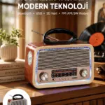 Nostalji Bluetooth Radyo FM AM SW Ahşap Eskitme Tasarım Yeni Nesil