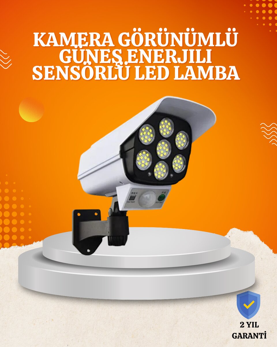 Solar Şarjlı Hareket Sensörlü LED Dış Mekan Lambası Kamera Tasarımlı Güvenlik Işığı 1 Solar Şarjlı Hareket Sensörlü LED Dış Mekan Lambası Kamera Tasarımlı Güvenlik Işığı