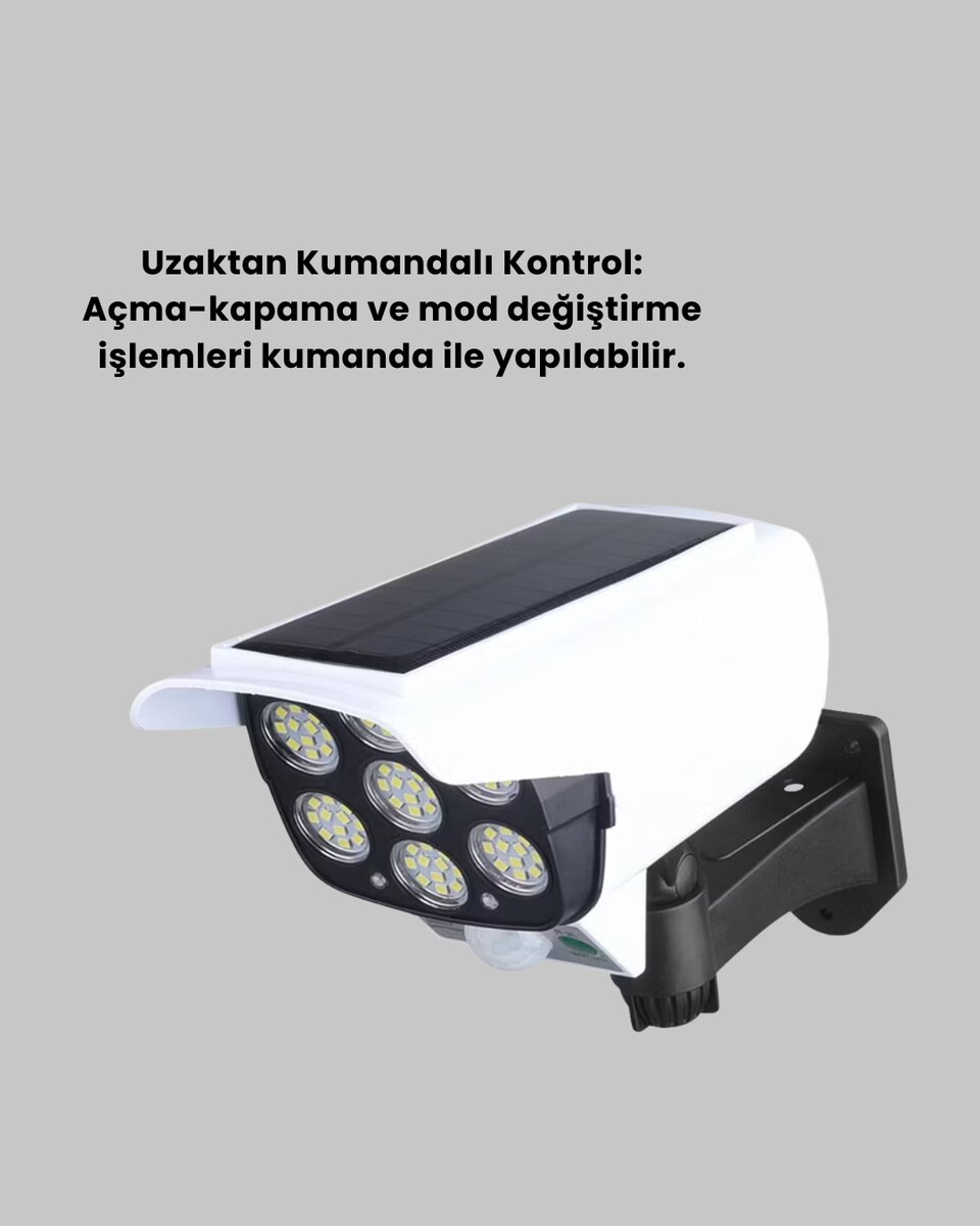 Solar Şarjlı Hareket Sensörlü LED Dış Mekan Lambası Kamera Tasarımlı Güvenlik Işığı 3 Solar Şarjlı Hareket Sensörlü LED Dış Mekan Lambası Kamera Tasarımlı Güvenlik Işığı - Görsel 3