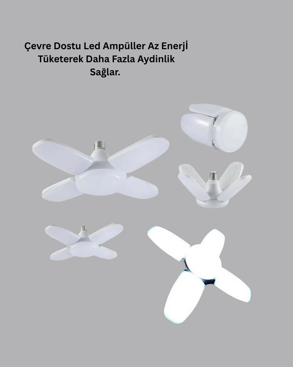 Yüksek Işık Güçlü LED Ampül 4 Kollu Katlanır Pervane Tasarım 4 Yüksek Işık Güçlü LED Ampül 4 Kollu Katlanır Pervane Tasarım - Görsel 4