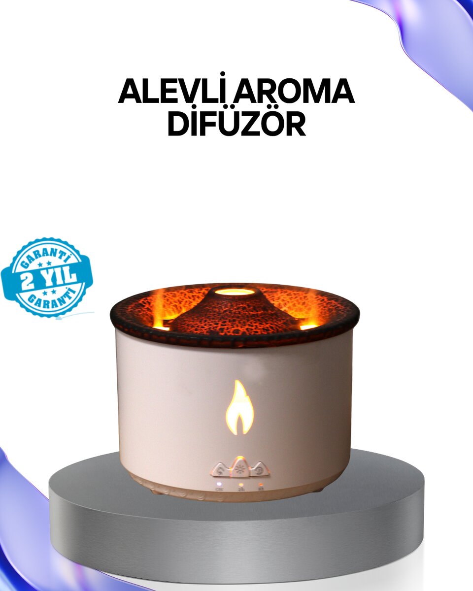 Volkan Efektli Aroma Difüzörü – Sessiz Çalışma Otomatik Kapanma ve LED Işık 1 Volkan Efektli Aroma Difüzörü – Sessiz Çalışma Otomatik Kapanma ve LED Işık