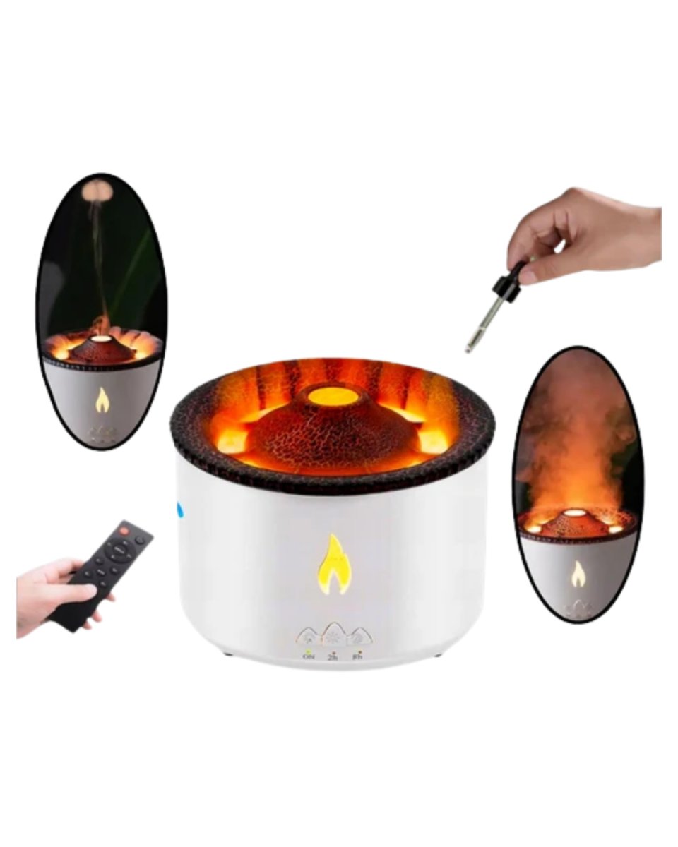 Alev ve Volkan Efektli Ultrasonik Aroma Difüzörü LED Gece Lambalı Hava Nemlendirici 3 Alev ve Volkan Efektli Ultrasonik Aroma Difüzörü LED Gece Lambalı Hava Nemlendirici - Görsel 3