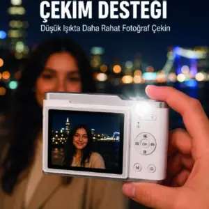 Beyaz 4K Video Kayıtlı 48 MP Dijital Fotoğraf Makinesi Otomatik Odaklama