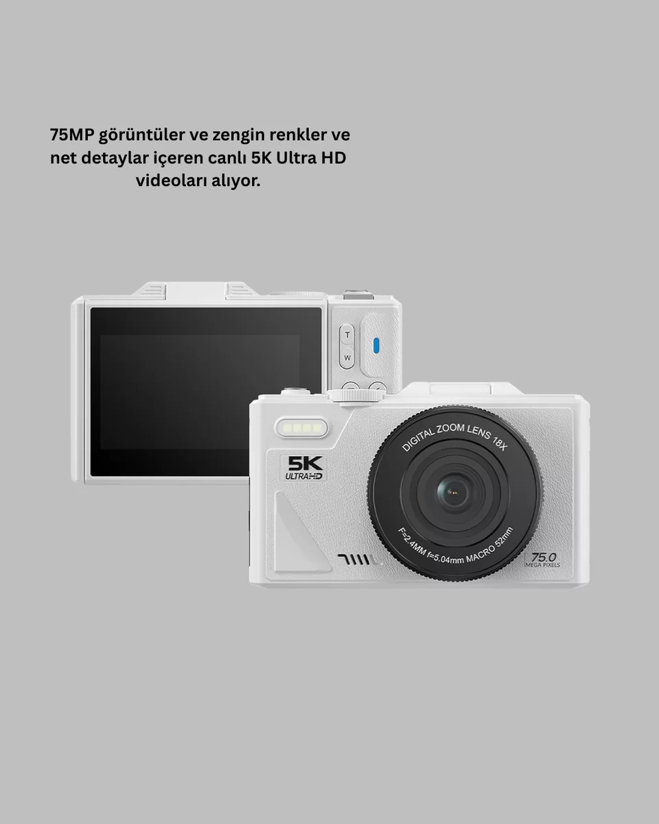 Kompakt Dijital Fotoğraf Makinesi Beyaz 18X Dijital Zoom Destekli 4 Kompakt Dijital Fotoğraf Makinesi Beyaz 18X Dijital Zoom Destekli - Görsel 4