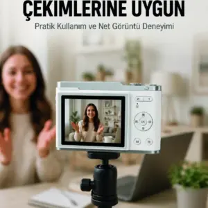 Beyaz 4K Dijital Kamera 2.4 İnç HD Ekran ve LED Flaşlı