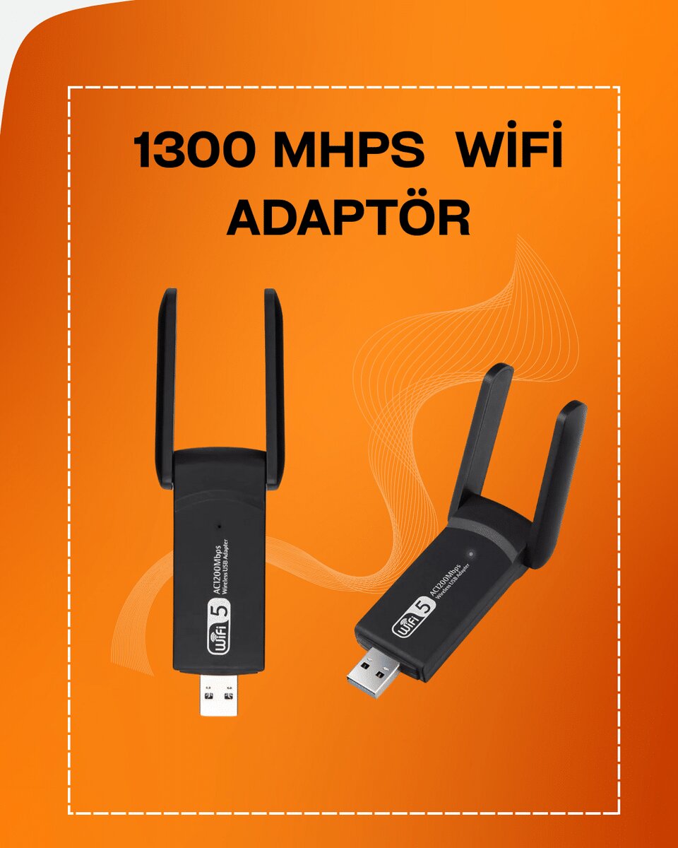 Tak-Çalıştır Özellikli Çift Bant WiFi Adaptör – 1200 Mbps 1 Tak-Çalıştır Özellikli Çift Bant WiFi Adaptör – 1200 Mbps