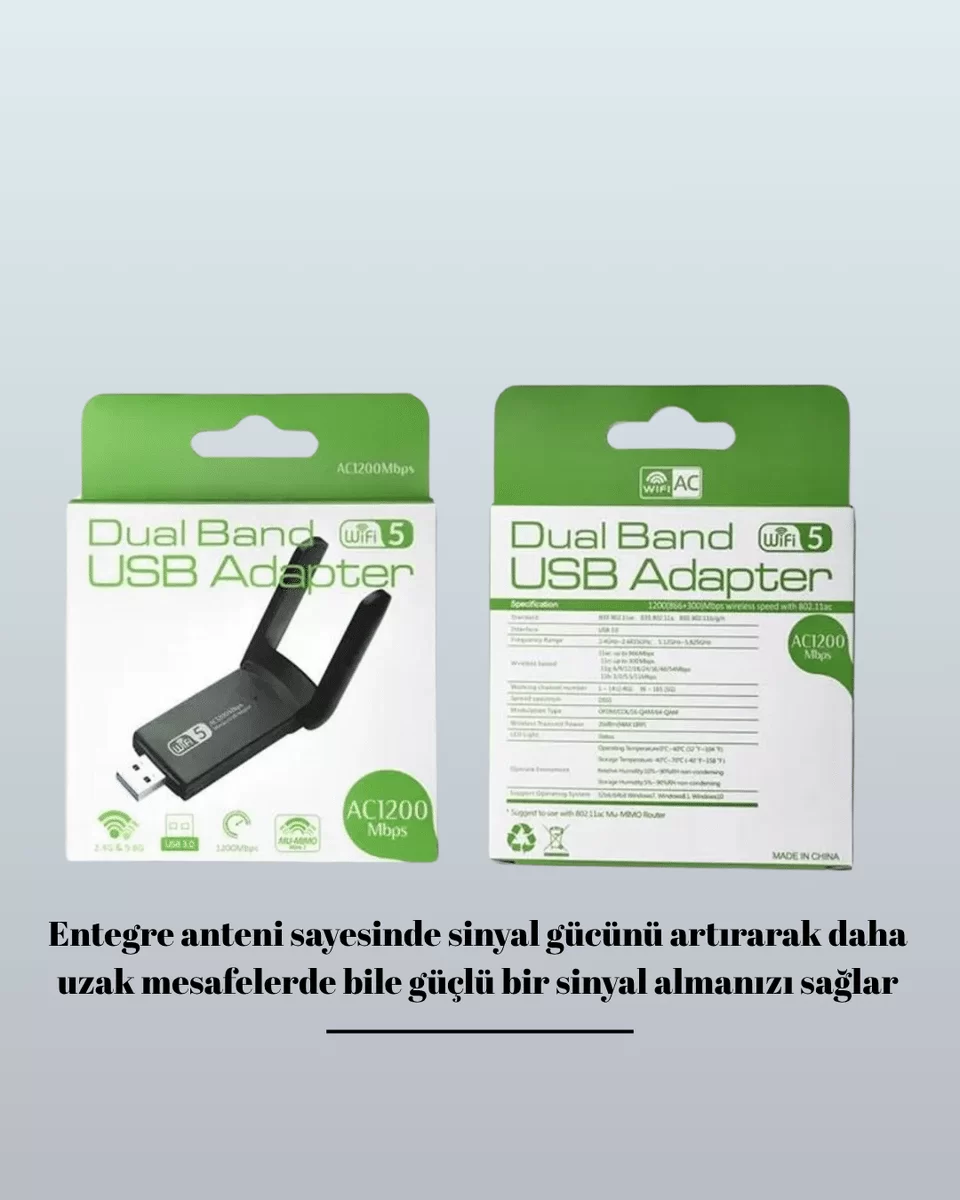 USB WiFi Adaptör – 1200 Mbps Hız 4 USB WiFi Adaptör – 1200 Mbps Hız - Görsel 4