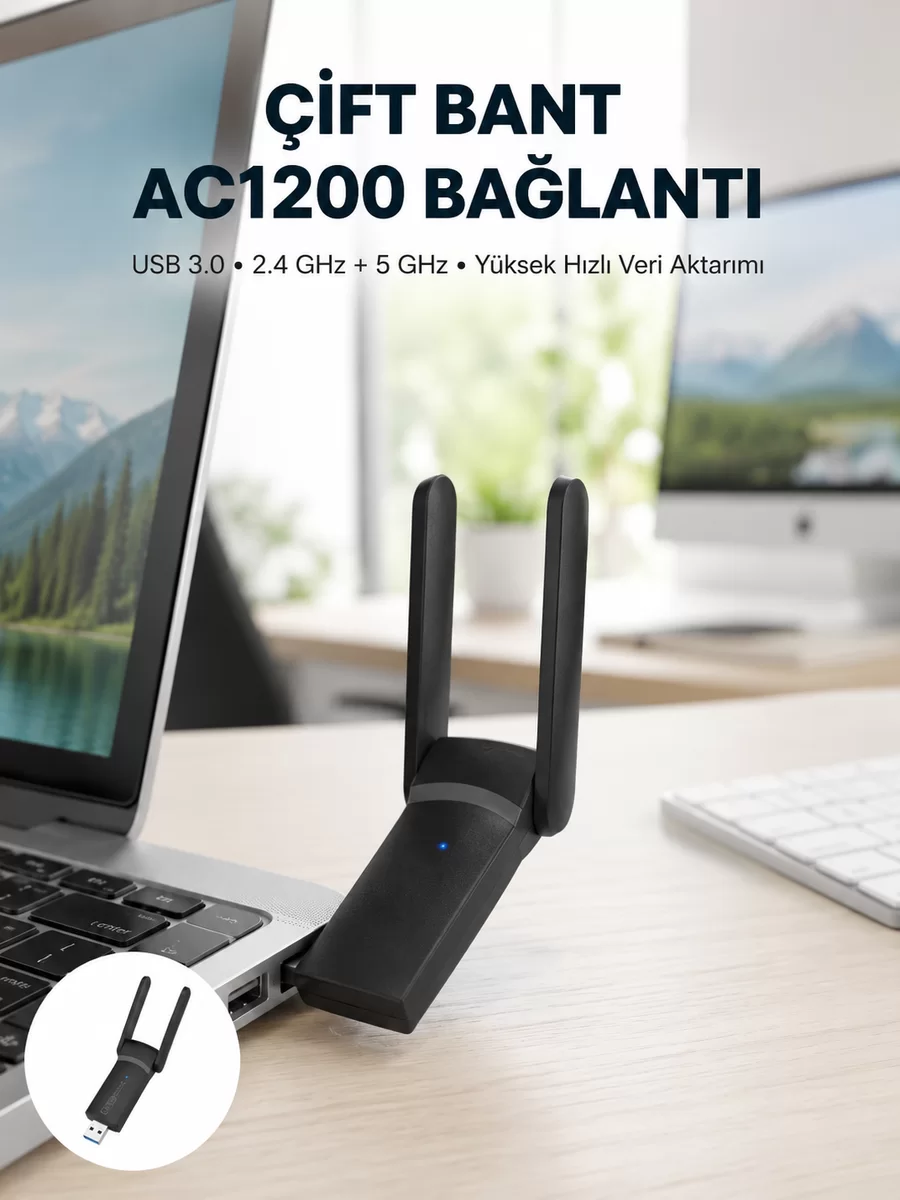 USB WiFi Adaptör – 1200 Mbps Hız 1 USB WiFi Adaptör – 1200 Mbps Hız