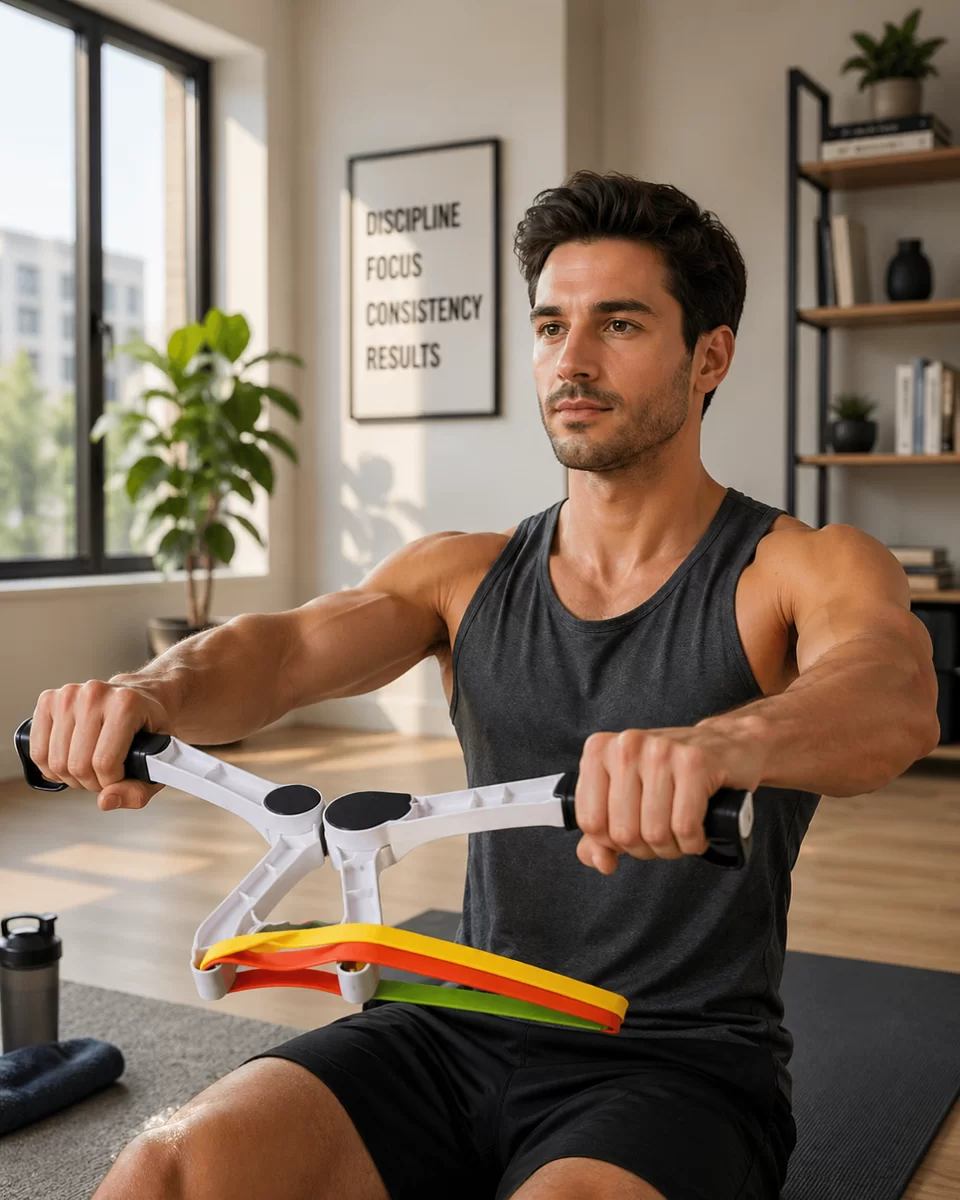 Evde Spor İçin Direnç Bantlı Üst Vücut Egzersiz Aleti 1 Evde Spor İçin Direnç Bantlı Üst Vücut Egzersiz Aleti