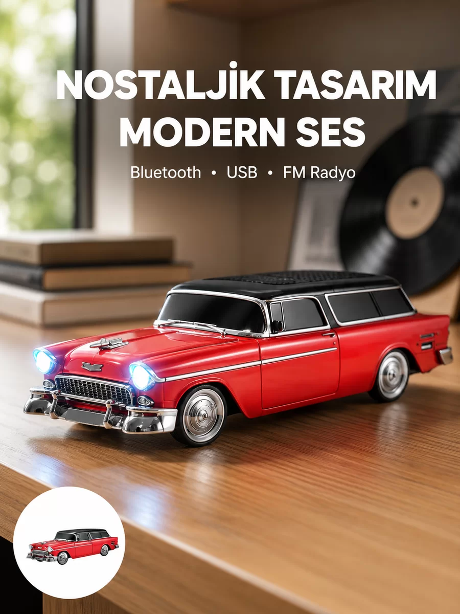 Taşınabilir Klasik Araç Tasarımlı Kablosuz Hoparlör 1 Taşınabilir Klasik Araç Tasarımlı Kablosuz Hoparlör