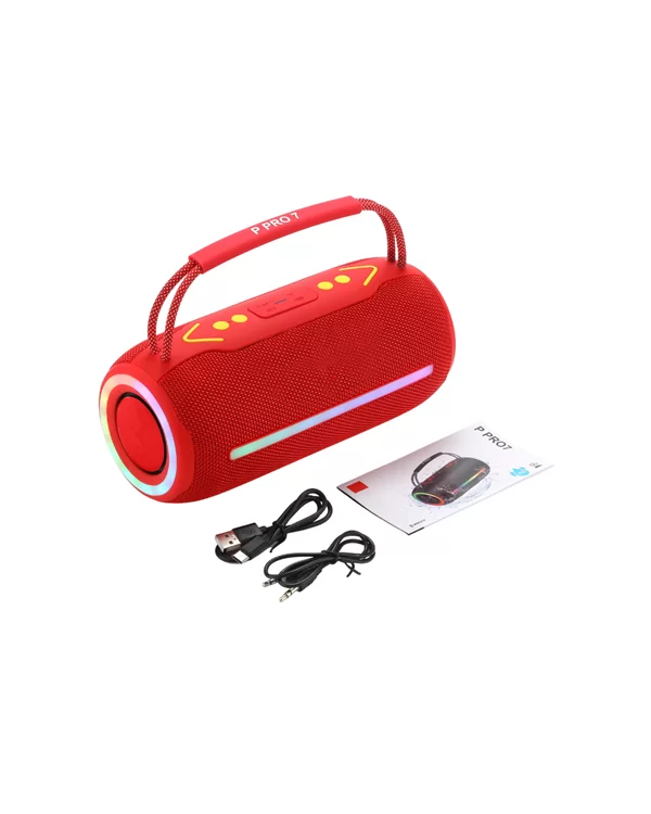 360 RGB LED'li Taşınabilir Bluetooth Hoparlör – Kırmızı USB/TF Destekli 3 360 RGB LED'li Taşınabilir Bluetooth Hoparlör – Kırmızı USB/TF Destekli - Görsel 3