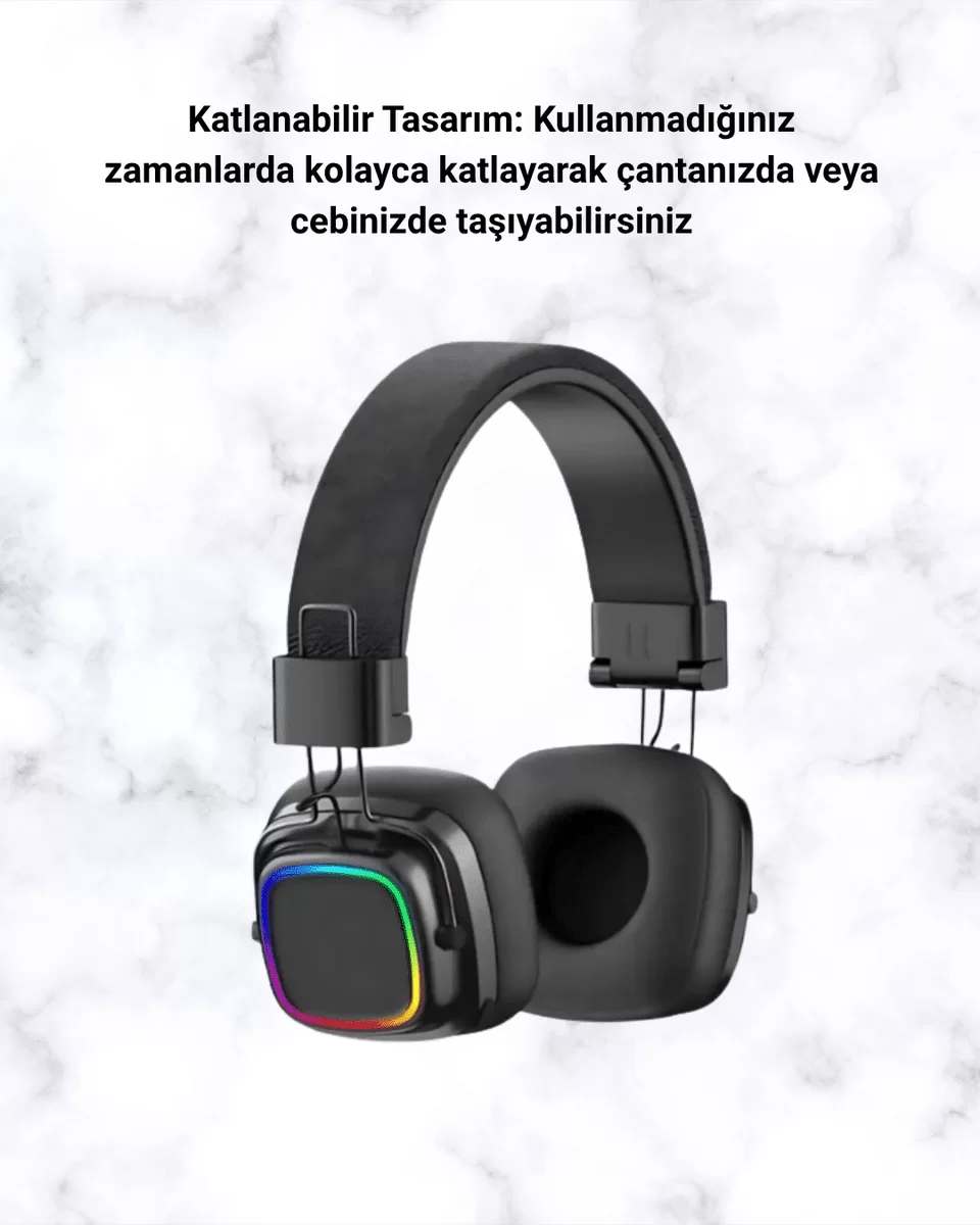 Bluetooth 5.3 Rainbow Işıklı Kulak Üstü Kablosuz Kulaklık Yeni Nesil 2 Bluetooth 5.3 Rainbow Işıklı Kulak Üstü Kablosuz Kulaklık Yeni Nesil - Görsel 2