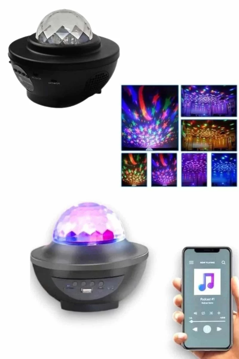 Masa ve Gece Lambası Renkli Projektör Işıklı Disko Topu Bluetooth Hoparlör 4 Masa ve Gece Lambası Renkli Projektör Işıklı Disko Topu Bluetooth Hoparlör - Görsel 4