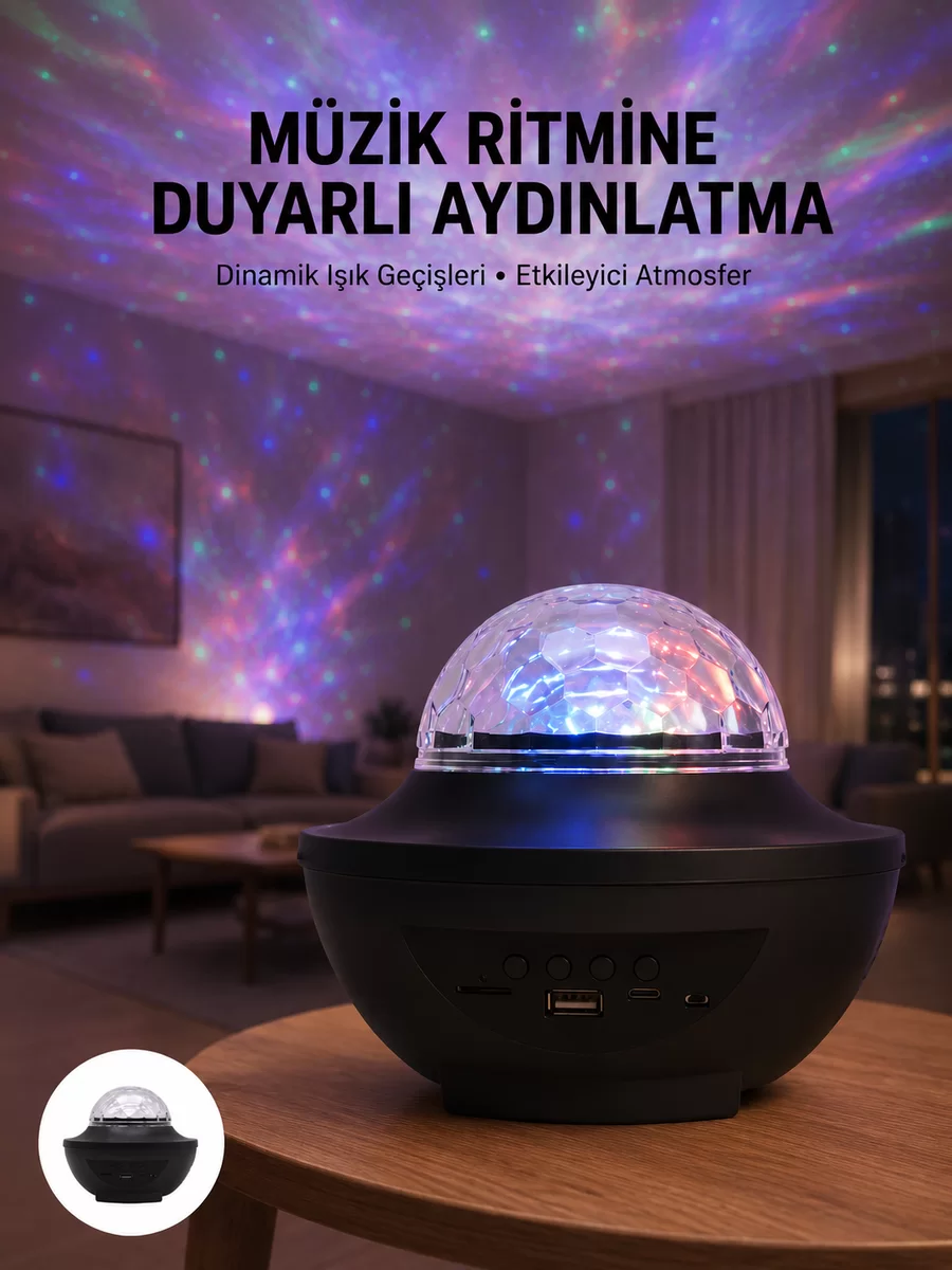 Çok Renkli Projektör Lamba Disko Topu Gece Lambası Kablosuz 1 Çok Renkli Projektör Lamba Disko Topu Gece Lambası Kablosuz