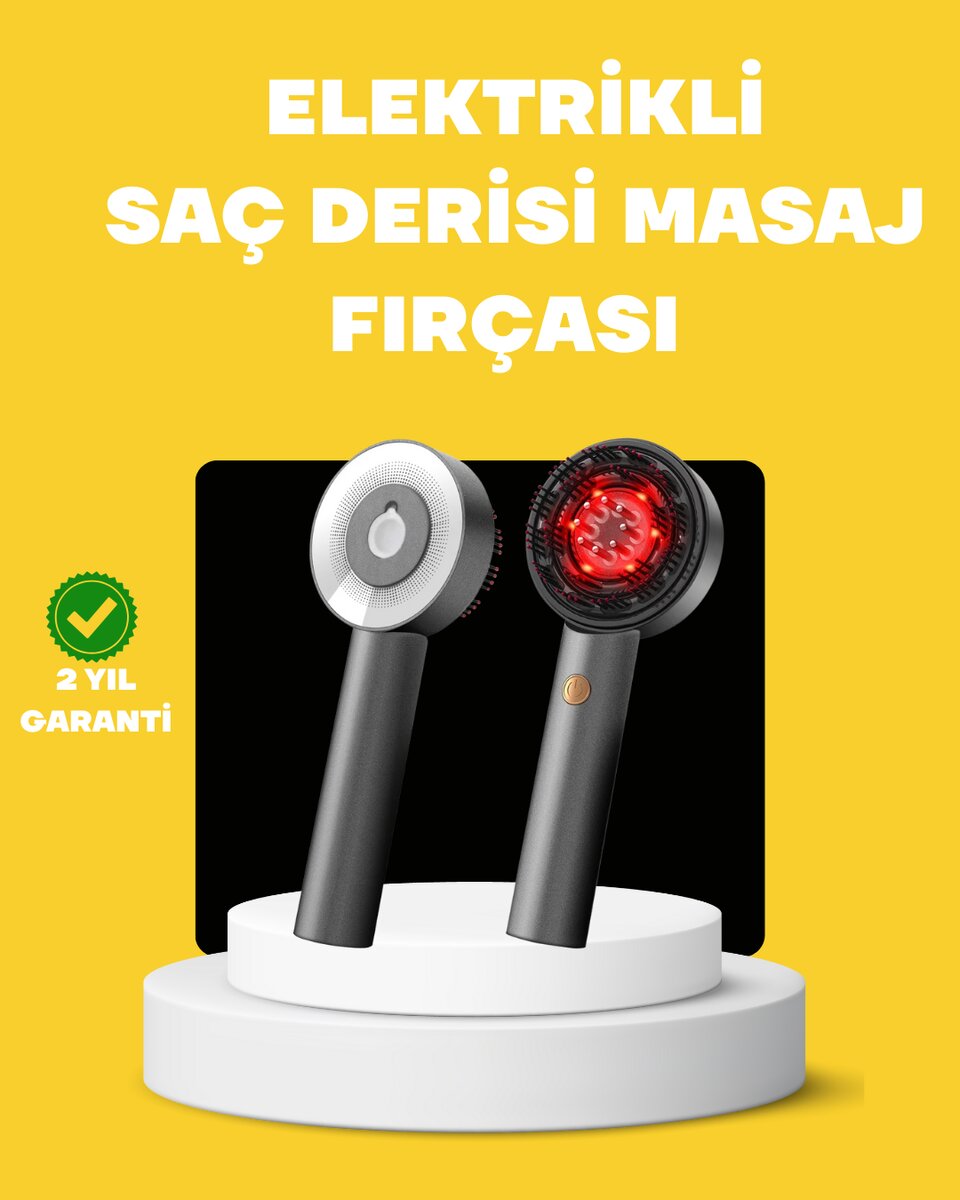 LED Teknolojili Elektrikli Saç Masaj Fırçası Mikro Akımlı 1 LED Teknolojili Elektrikli Saç Masaj Fırçası Mikro Akımlı
