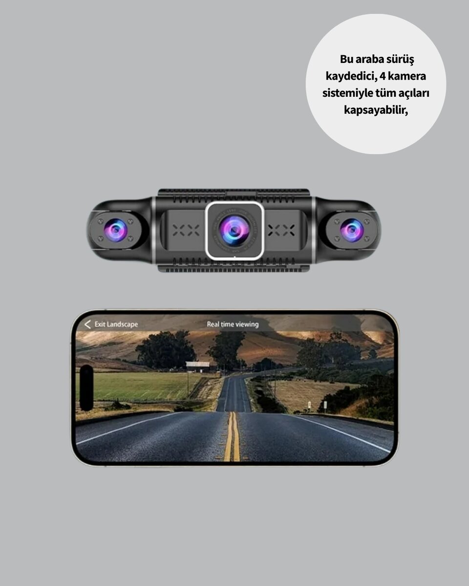 GPS’li 4 Kameralı Araç İç Dış Kayıt Sistemi 1080P WiFi Destekli 2 GPS’li 4 Kameralı Araç İç Dış Kayıt Sistemi 1080P WiFi Destekli - Görsel 2