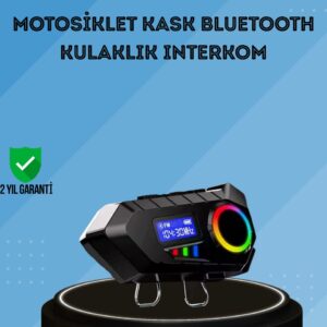 500mAh Bataryalı Bluetooth 5.4  İnterkom LED Ekranlı FM Destekli