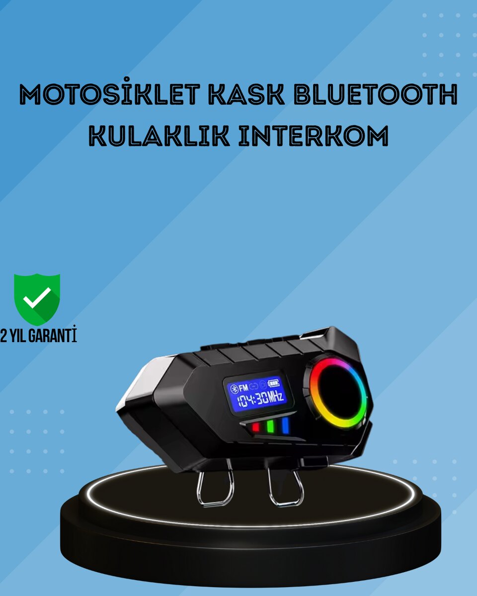 500mAh Bataryalı Bluetooth 5.4 İnterkom LED Ekranlı FM Destekli 1 500mAh Bataryalı Bluetooth 5.4 İnterkom LED Ekranlı FM Destekli