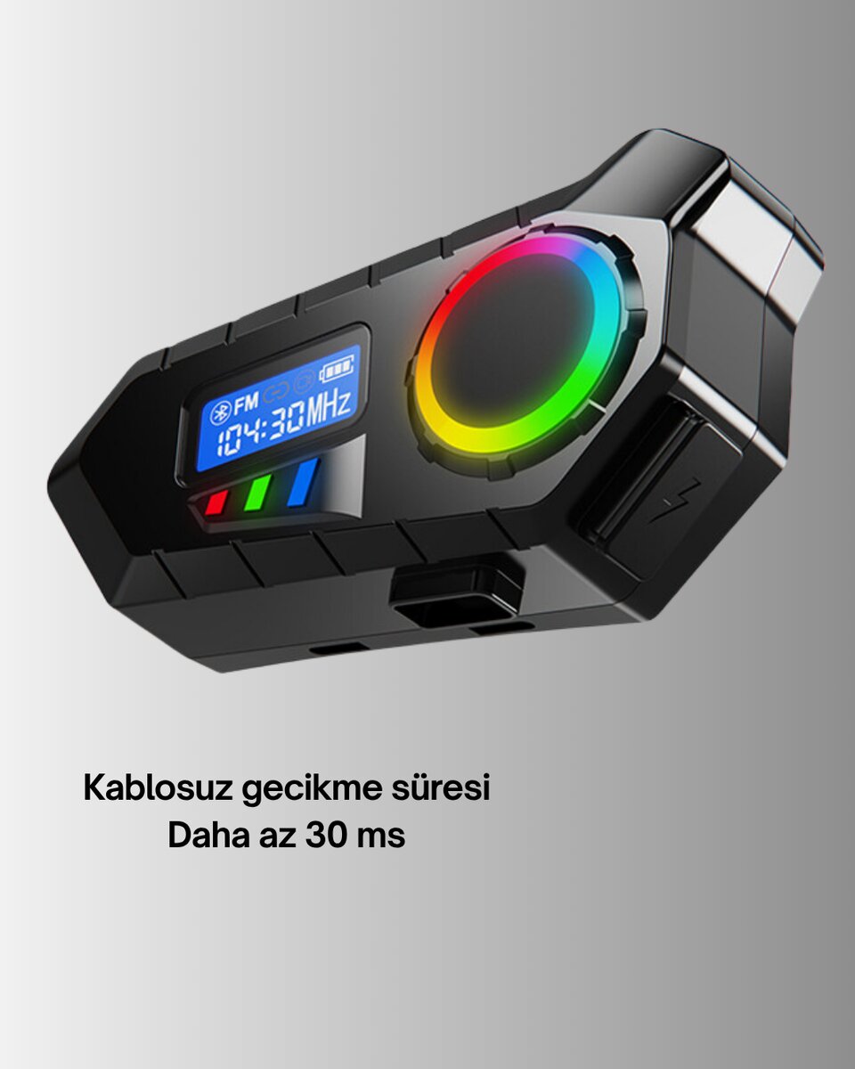 500mAh Bataryalı Bluetooth 5.4 İnterkom LED Ekranlı FM Destekli 2 500mAh Bataryalı Bluetooth 5.4 İnterkom LED Ekranlı FM Destekli - Görsel 2