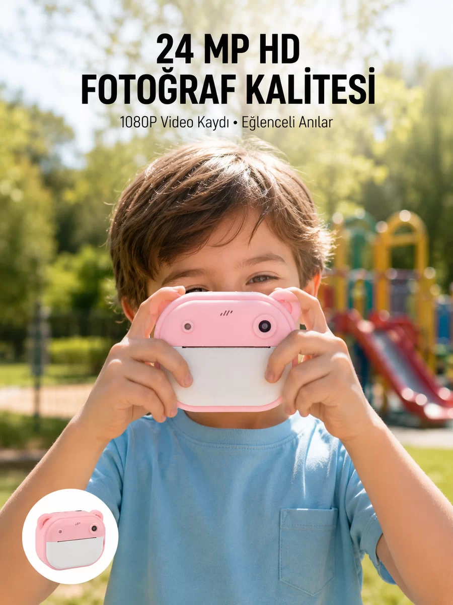 Anında Baskı Özellikli Şipşak Kamera 24MP HD Çift Lensli ve 32GB Hafızalı 1 Anında Baskı Özellikli Şipşak Kamera 24MP HD Çift Lensli ve 32GB Hafızalı