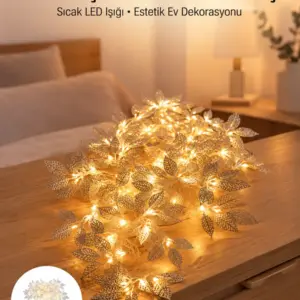 Yaprak Şekilli Gümüş LED Işık Pilli Dekoratif Aydınlatma
