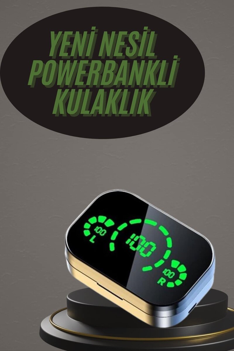 Kablosuz Bluetooth Kulaklık Çift Telefon Destekli Powerbankli Dijital Göstergeli 1 Kablosuz Bluetooth Kulaklık Çift Telefon Destekli Powerbankli Dijital Göstergeli