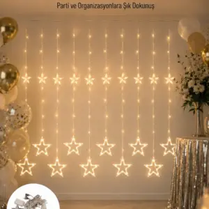 Dekoratif Yıldız Peri Led Perde 3x3 Metre Ortam Işığı Yeni Nesil